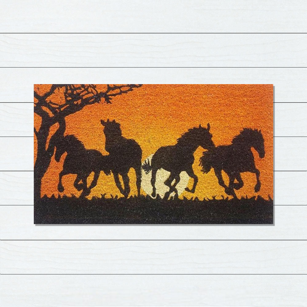 Galloping Horses Latex-Coir Doormat, 45x75cm - Doormats