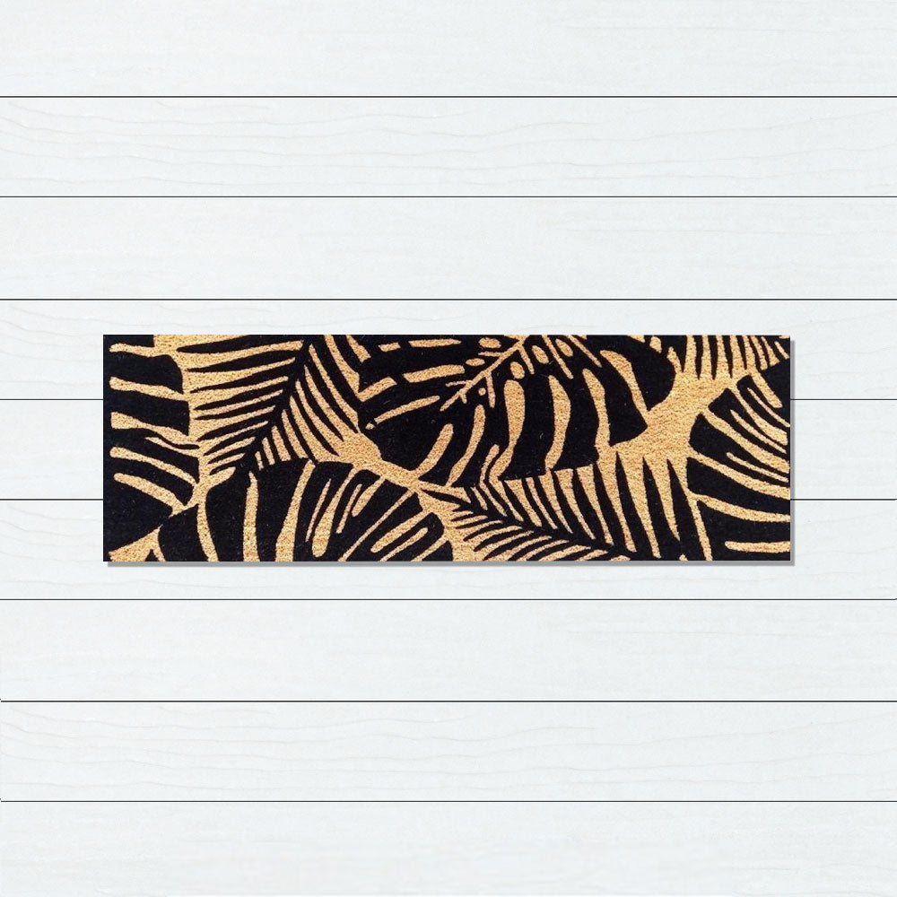 Black Monstera PVC Backed Coir Doormat, 45x110cm - Doormats
