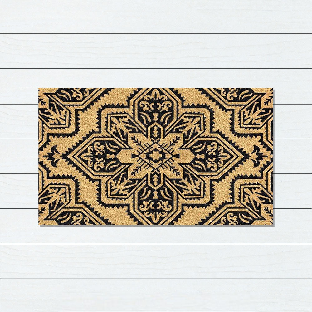 Mosaic Black PVC Backed Coir Doormat, 45x75cm - Doormats