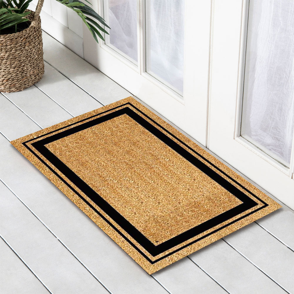 Fat Double Border PVC Back Coir Doormat, 45x75cm - Doormats
