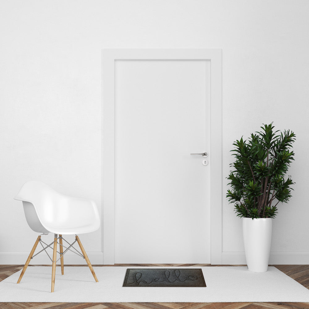 Hello Charcoal Polyprop Doormat, 45x75cm, Doormats, Ozark Home