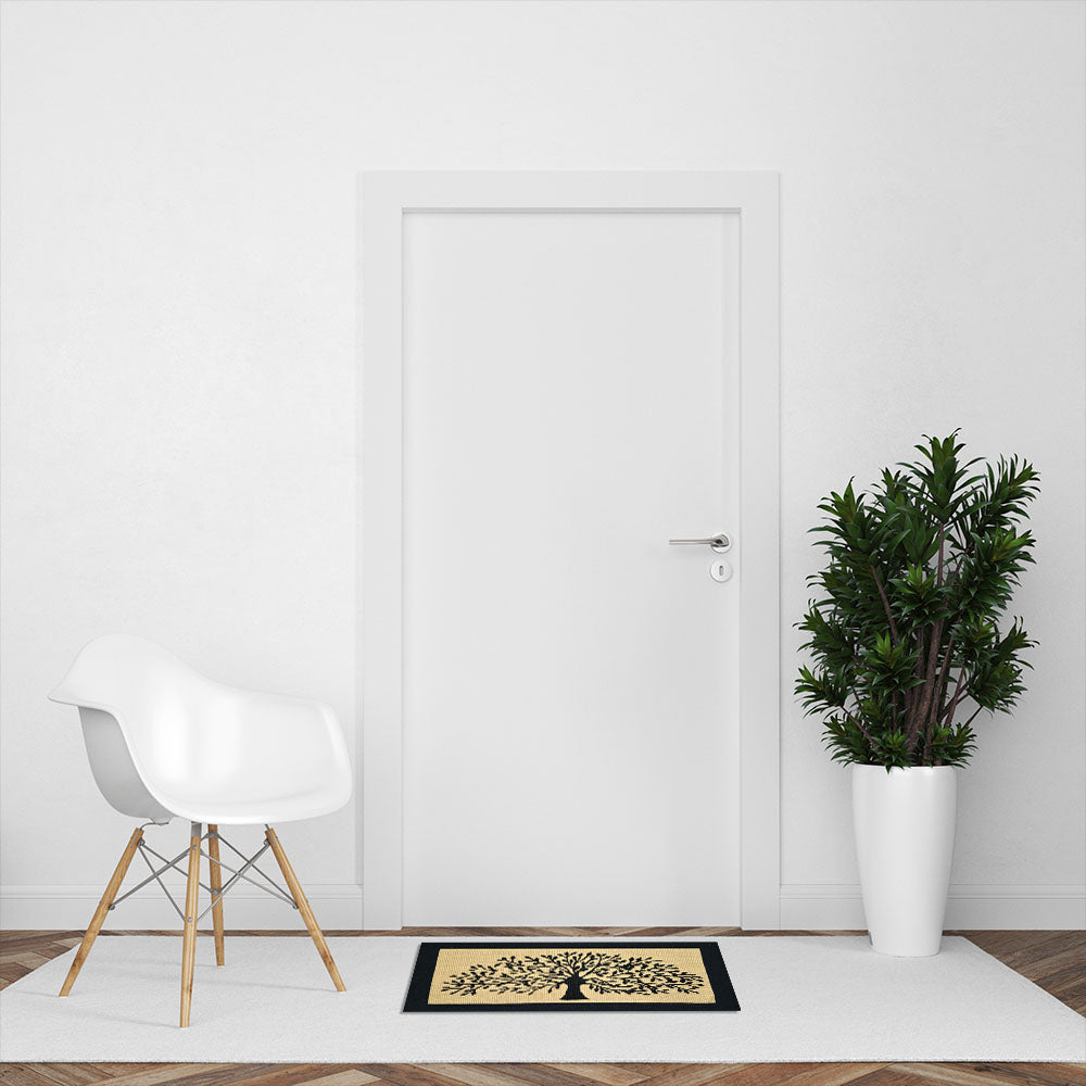 Tree of Life Black Border Jute Doormat, 60x90cm - Ozark Home