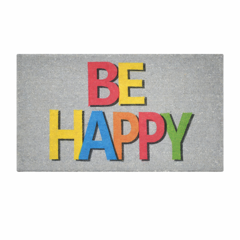 Be Happy, PVC Backed Coir Doormat, 50x80cm