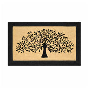 Tree of Life Black Border Jute Doormat, 60x90cm - Doormats