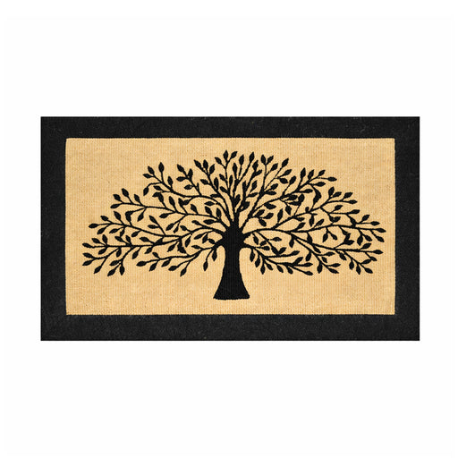 Tree of Life Black Border Jute Doormat, 60x90cm - Doormats