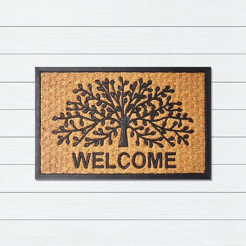 Welcome Tree of Life PVC Backed Coir Doormat, 45x75cm - Doormats
