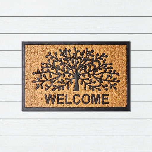 Welcome Tree of Life PVC Backed Coir Doormat, 45x75cm - Doormats