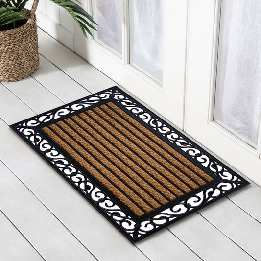Stripe Rubber, Coir & Yarn Doormat, 45x75cm - Doormats
