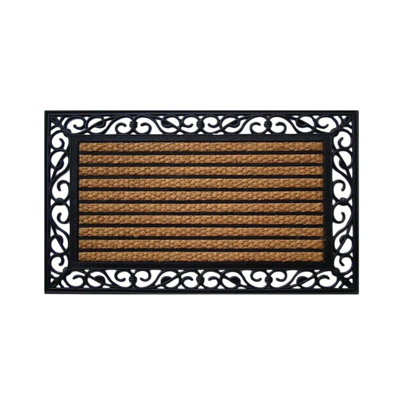 Stripe Rubber, Coir & Yarn Doormat, 45x75cm - Doormats.com.au