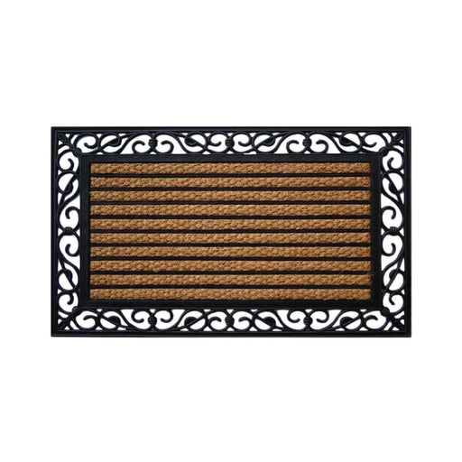 Stripe Rubber, Coir & Yarn Doormat, 45x75cm - Doormats.com.au