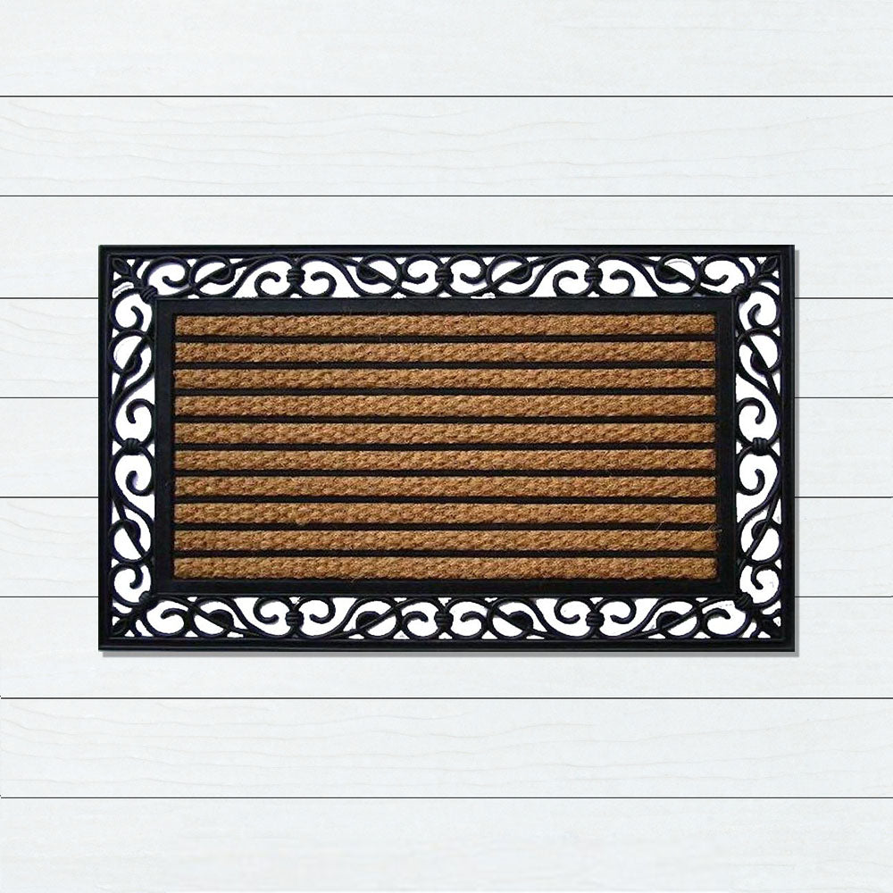 Stripe Rubber, Coir & Yarn Doormat, 45x75cm - Doormats