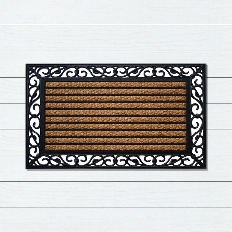 Stripe Rubber, Coir & Yarn Doormat, 45x75cm - Doormats