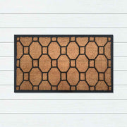 Embossed Geometric Rubber & Coir Doormat 58x93cm