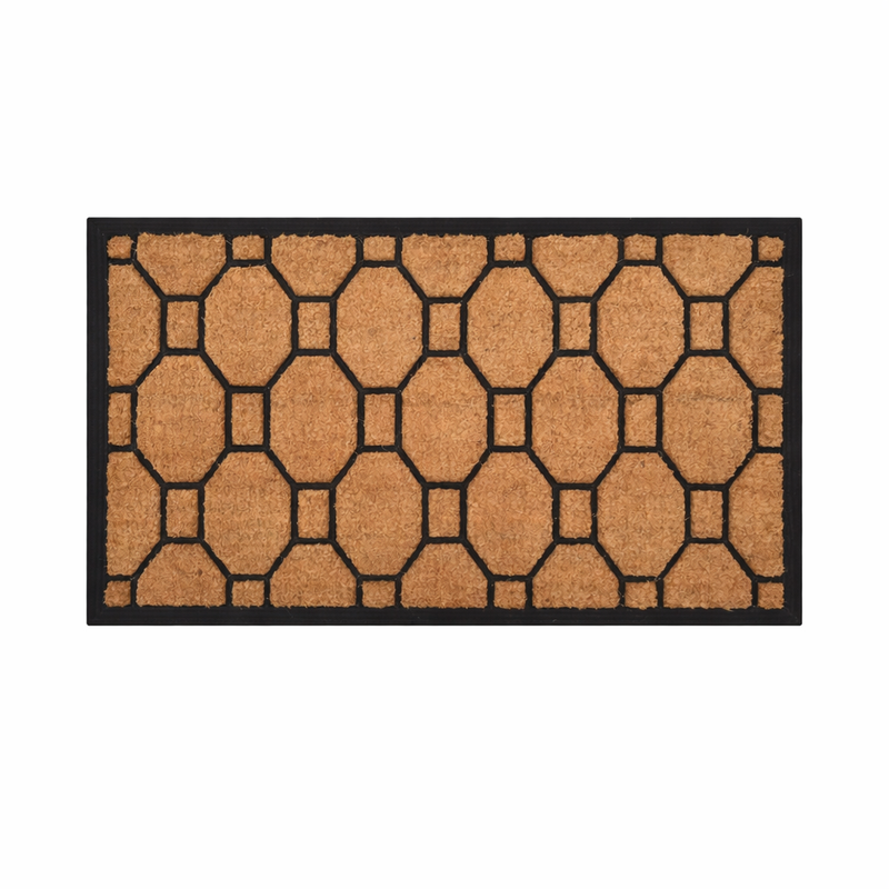 Embossed Geometric Rubber & Coir Doormat 58x93cm - Doormats.com.au