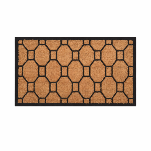 Embossed Geometric Rubber & Coir Doormat 58x93cm - Doormats.com.au