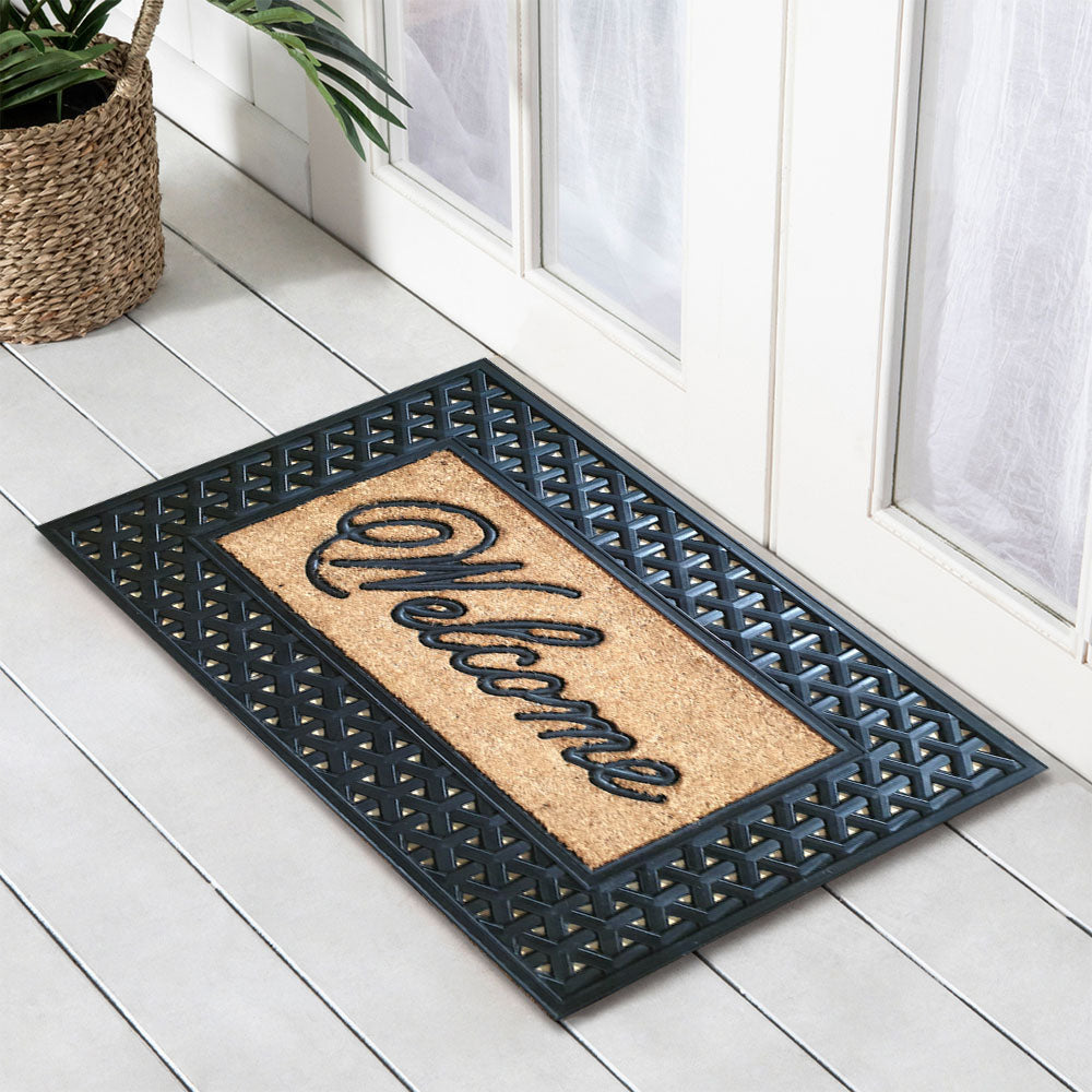 Rubber & Coir Welcome Doormat 60x90cm, Door Mats, Ozark Home