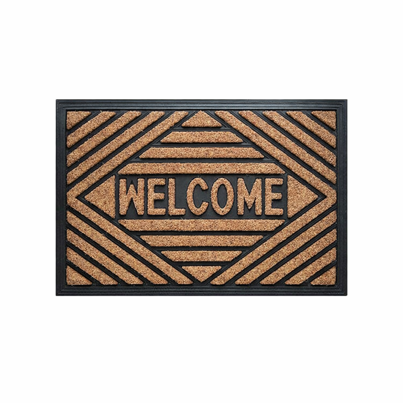 Embossed Welcome Rubber & Coir Doormat, 40x60cm - Doormats.com.au