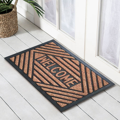 Embossed Welcome Rubber & Coir Doormat, 40x60cm - Doormats