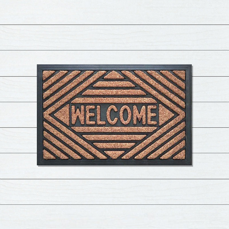 Embossed Welcome Rubber & Coir Doormat, 40x60cm - Doormats