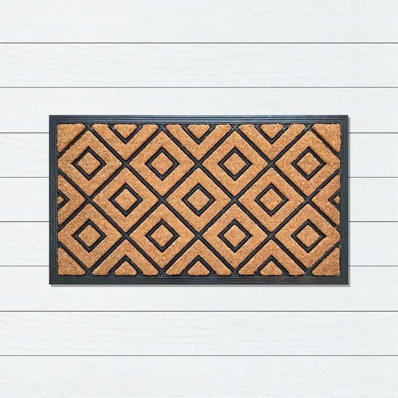 Embossed Diamond Rubber & Coir Doormat, 40x70cm - Doormats