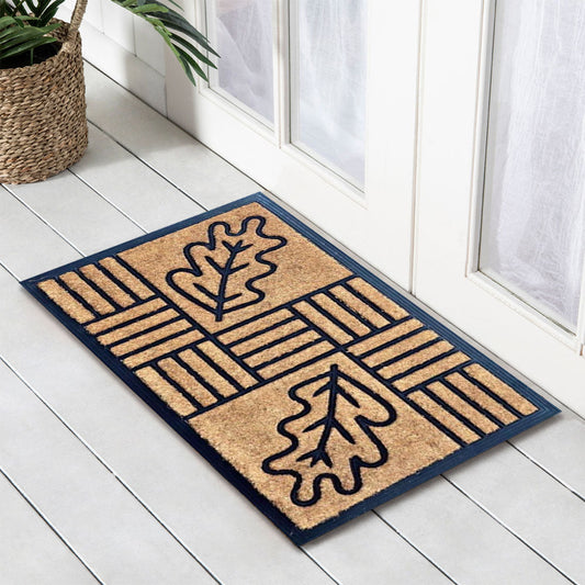Embossed Leaf Rubber & Coir Doormat, 40x70cm - Doormats