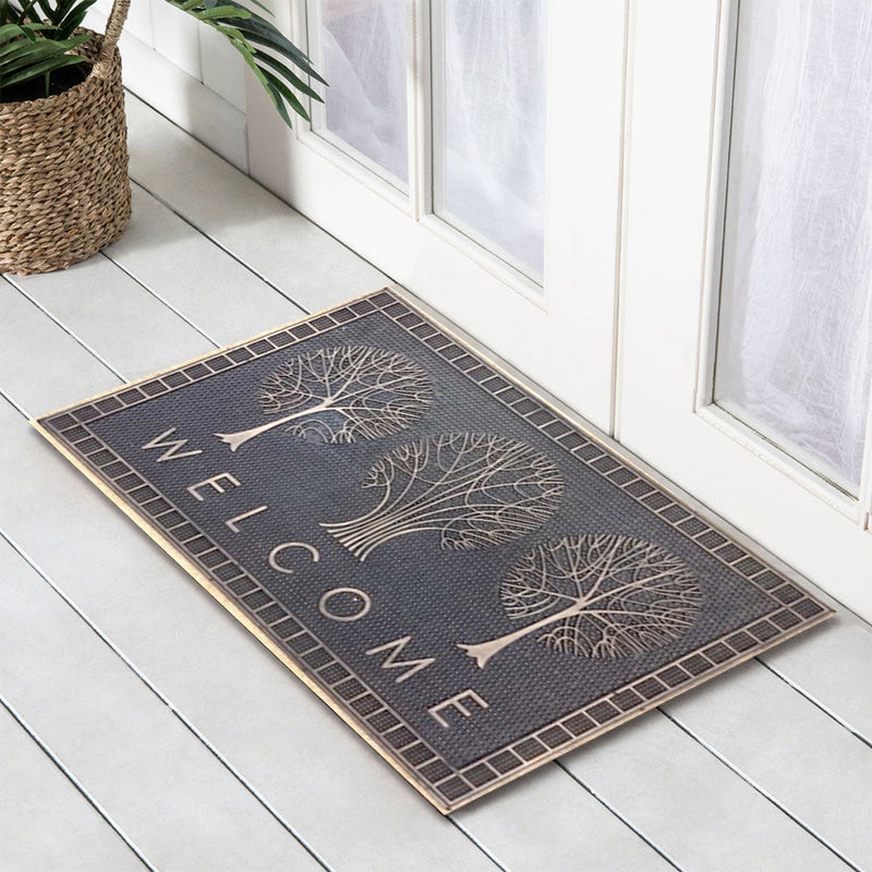 Tree Welcome Copper Rubber Doormat, 45x75cm - Doormats