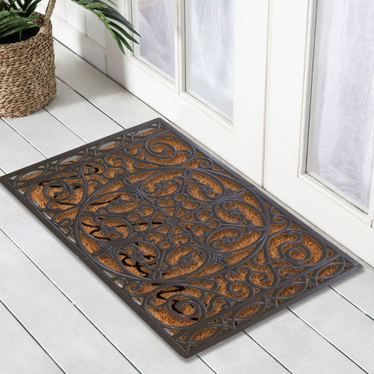 Rubber W/ Iron Design Mat, 45x75cm - Doormats