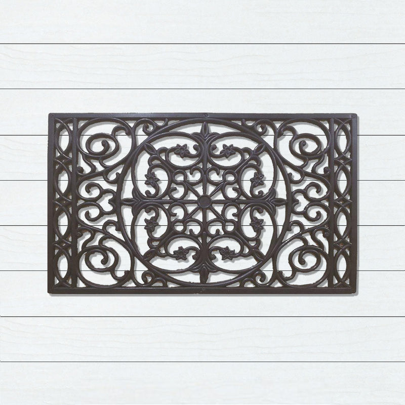 Ornate Rubber Door Mat – Scroll Rubber Doormat, 45x75cm - Doormats