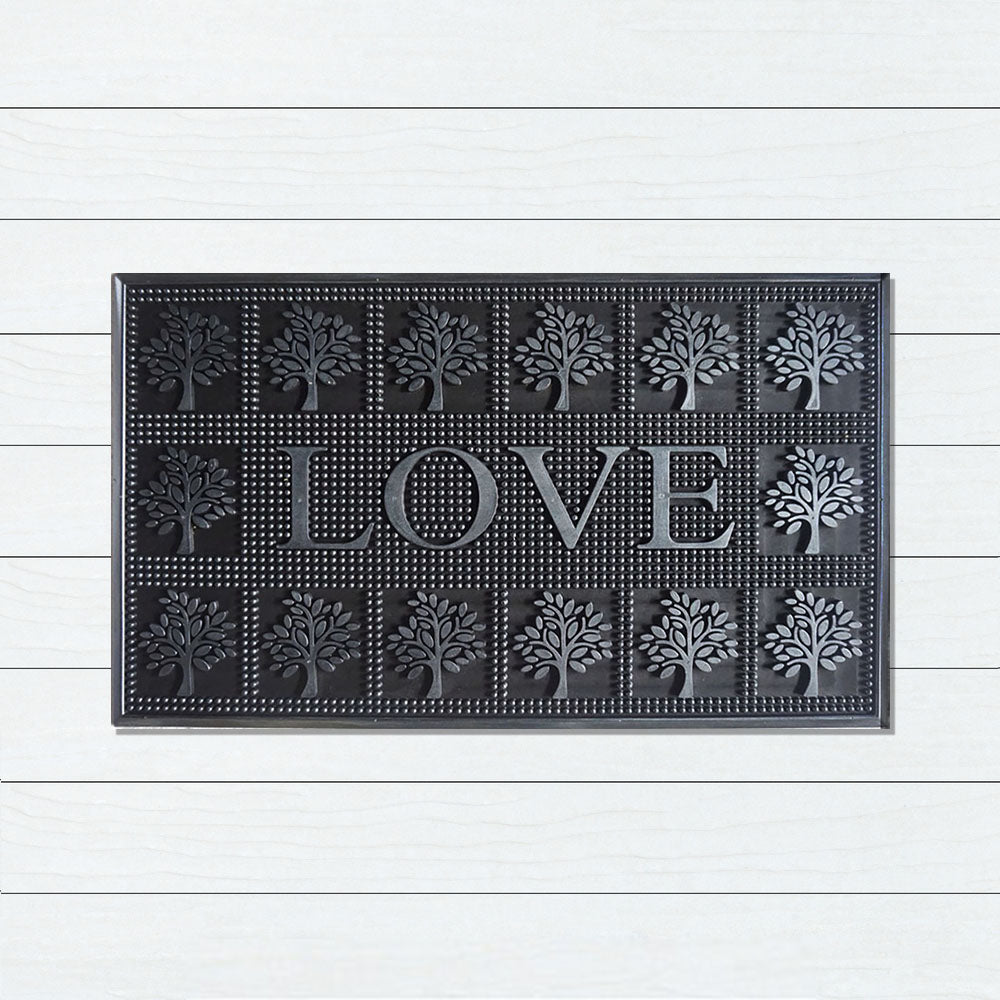 Rubber Metallic Silver LOVE Doormat 45x75cm, Door Mats, Ozark Home 