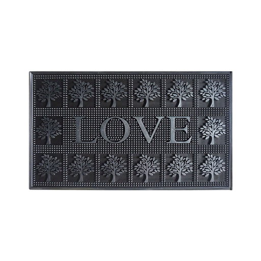 Rubber Metallic Silver LOVE Doormat 45x75cm - Doormats.com.au