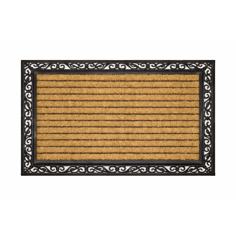 Ribbed Large Rubber & Coir Doormat 75x120cm - Doormats