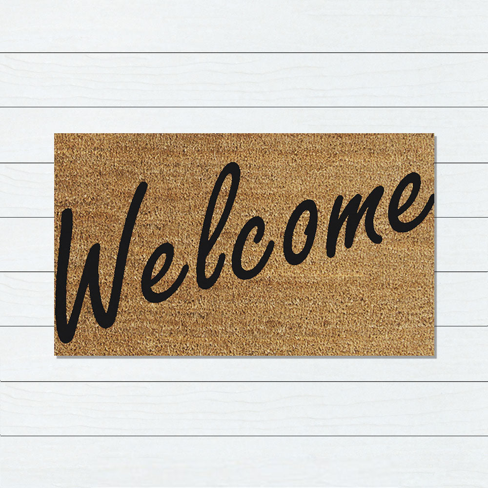 Welcome Natural PVC Backed Coir Doormat 45x75cm, Door Mats, Ozark Home 