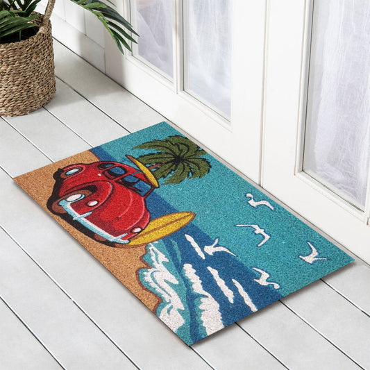 VW Bug Beach Latex-Coir Doormat, 45x75cm - Doormats