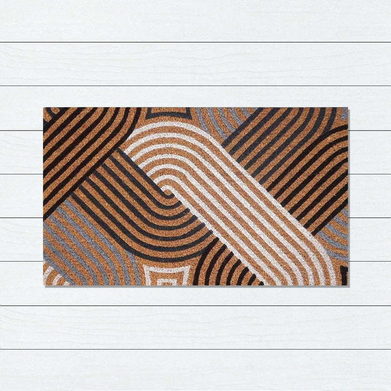 Geometric PVC Backed Coir Doormat, 45x75cm - Doormats