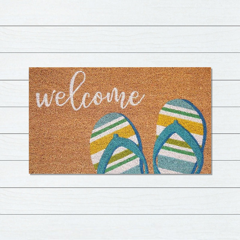 Aqua Thong PVC Backed Coir Doormat, 45x75cm - Doormats