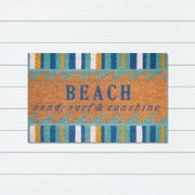 Beach, Sand, Surf & Sunshine PVC Backed Coir Doormat, 45x75cm - Doormats