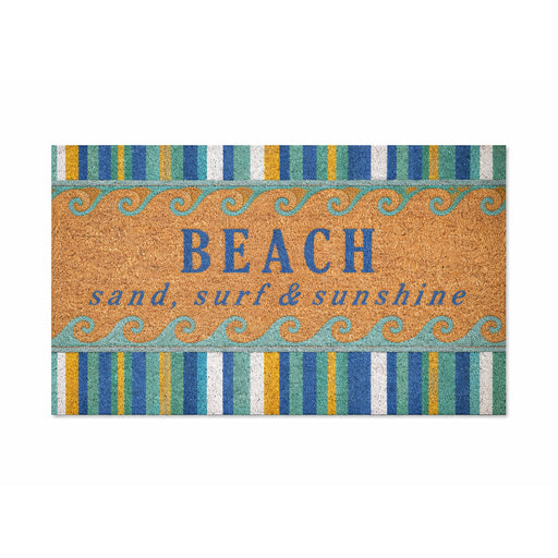 Beach, Sand, Surf & Sunshine PVC Backed Coir Doormat, 45x75cm - Doormats.com.au