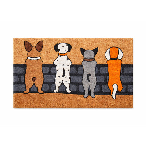 Dogs on Fence PVC Backed Coir Doormat, 45x75cm - Doormats.com.au