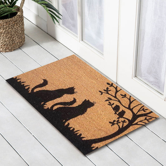Curious Cat Latex-Coir Doormat, 45x75cm - Doormats