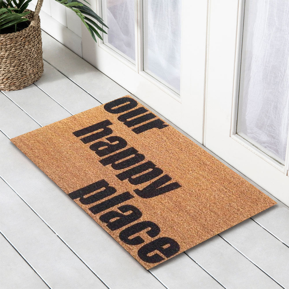 Happy Place Latex-Coir Doormat, 45x75cm - Doormats