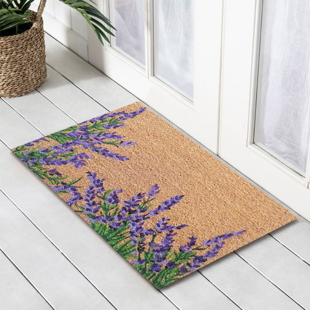 Lavender Bush Latex-Coir Doormat, 45x75cm - Doormats