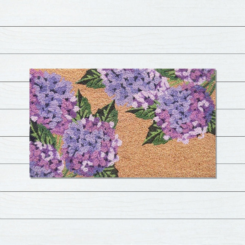 Hydrangea PVC Backed Coir Doormat, 45x75cm - Doormats
