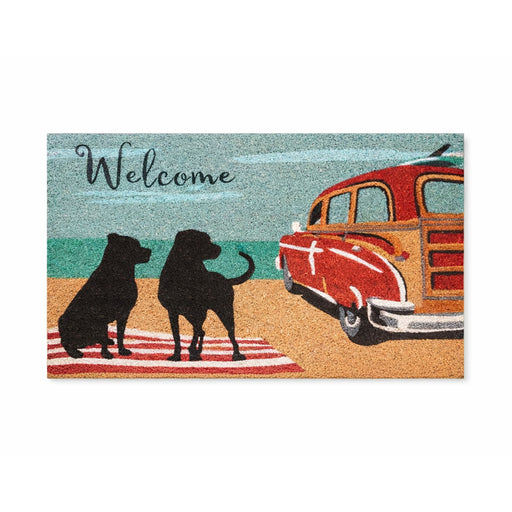 Dog & Old Car Latex-Coir Doormat, 45x75cm - Doormats.com.au