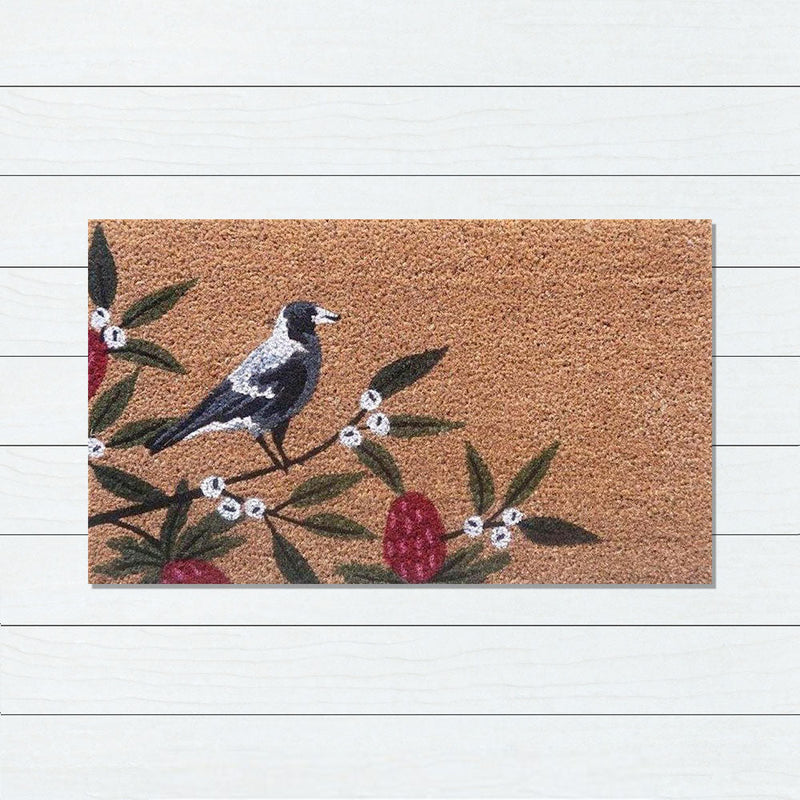Magpie Bush PVC Backed Coir Doormat, 45x75cm - Doormats