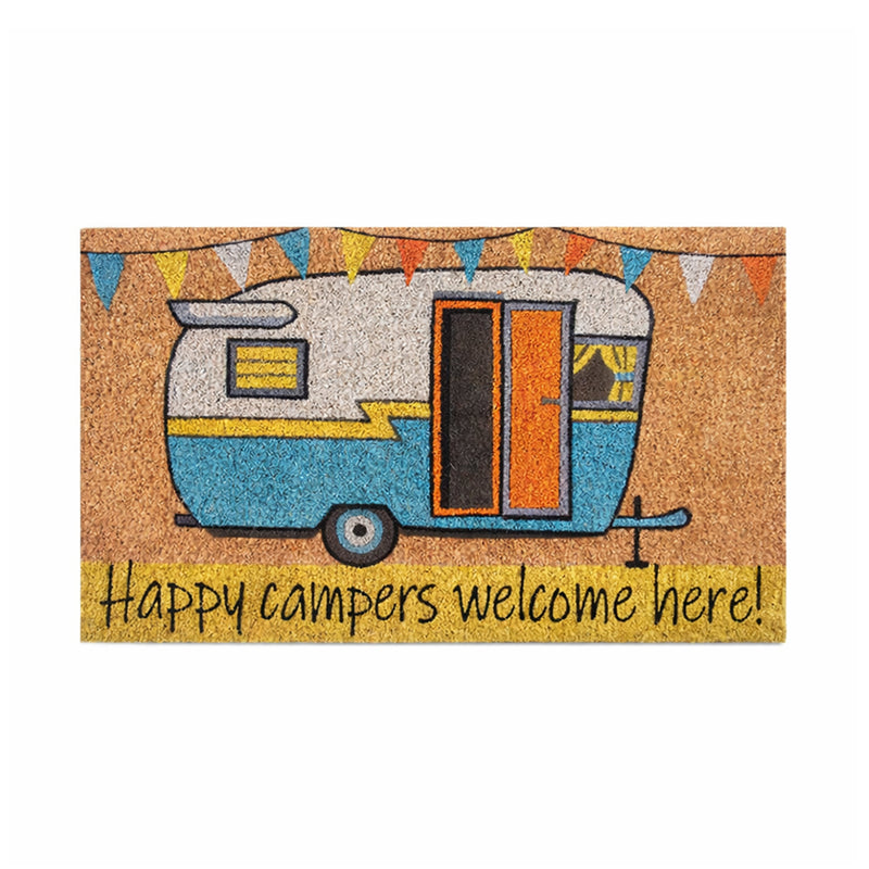 Happy Camper PVC Backed Coir Doormat 45x75cm - Doormats.com.au