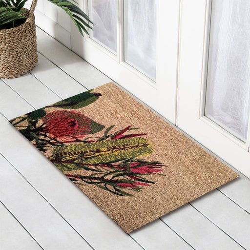 Aussie Flowers Latex-Coir Doormat, 45x75cm - Doormats
