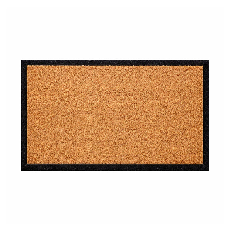 Black Border Latex Backed Coir Doormat, 76x119cm
