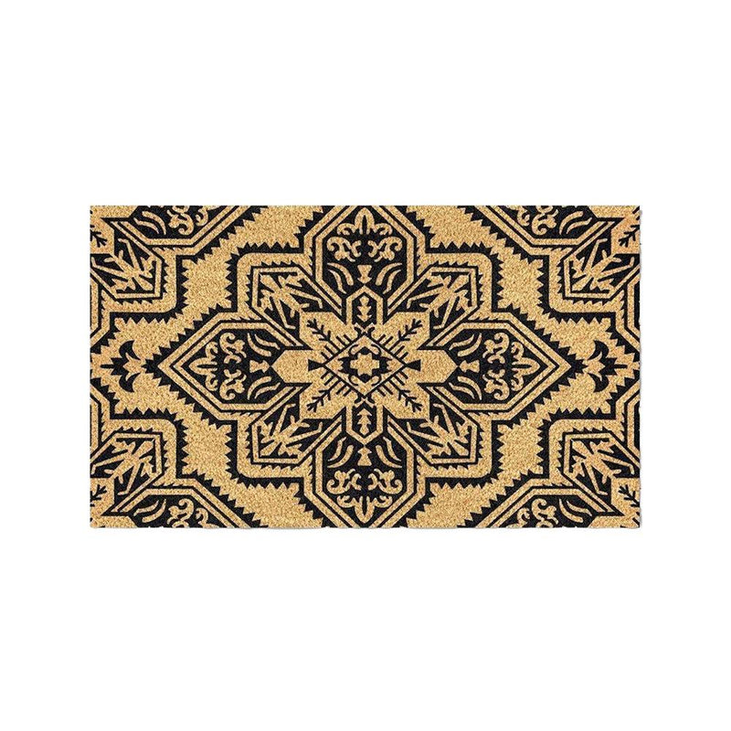 Mosaic Black PVC Backed Coir Doormat, 45x75cm - Doormats