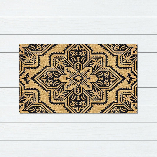 Mosaic Black PVC Backed Coir Doormat, 45x75cm - Doormats