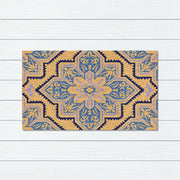 Blue Mosaic PVC Back Coir Doormat, 45x75cm - Doormats
